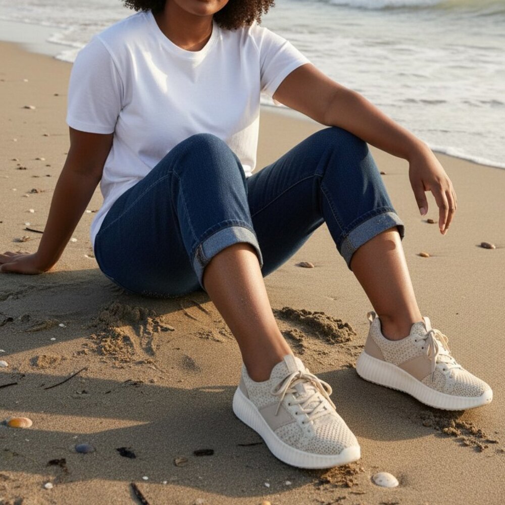 Dolce Vita Dolley Sandstone Knit Sneakers Size 10